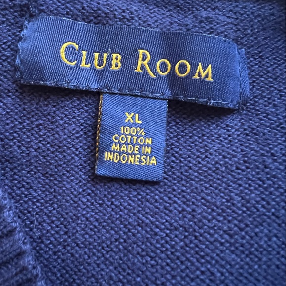 Mens Club Room Cotton Navy Blue Sweater Vest Argyle - Picture 3 of 4